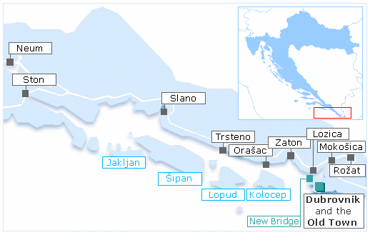 Kaart ligging Dubrovnik